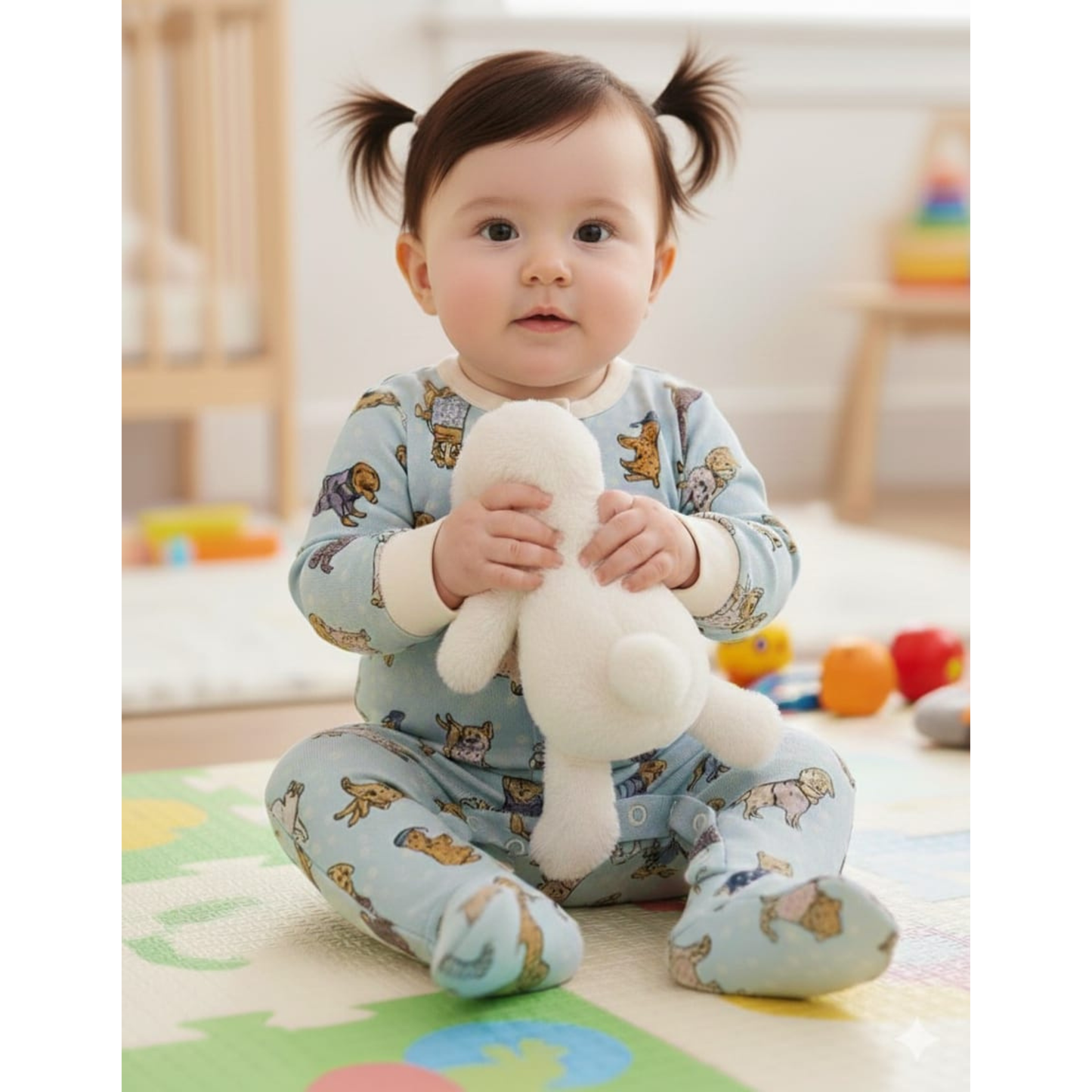 The Dreamy Woof Doggo Themed Sleepsuits - Puppy print Baby sleepsuit & Pawsome White Baby Romper