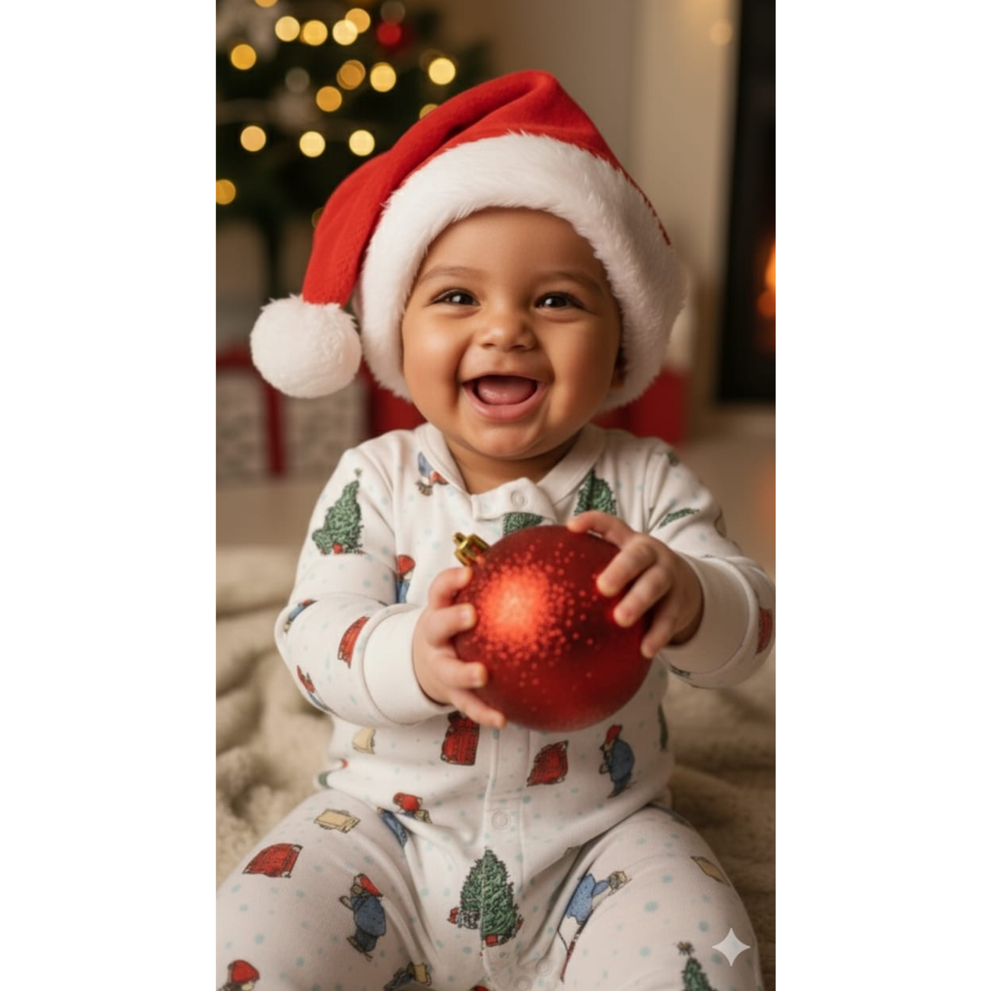 Baby Christmas Outfits - Christmas Tree Romper & Christmas Holiday Print Sleepsuit (0-12 months Sizes Available)
