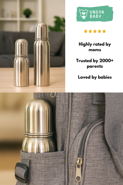 Anti-colic steel feeding baby bottles | Premium stainless steel