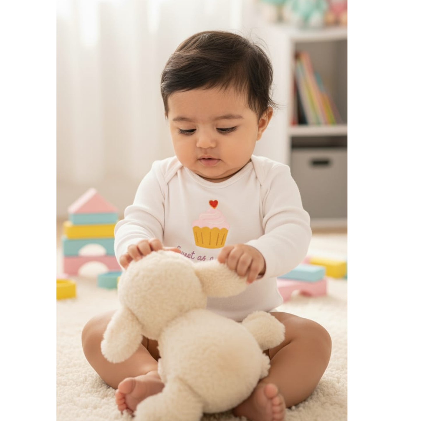 Sweet as a Cupcake & Puppy love, Pack of 3 Full Sleeves Onesie for Baby Girls (Newborn-12 months)