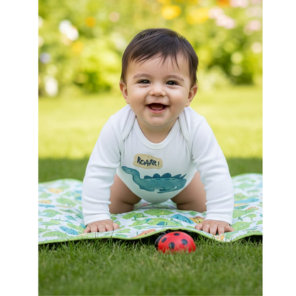 Dino & Fun, Gift Pack of 3 Full Sleeves Baby Romper Onesies (Newborn -12 months)