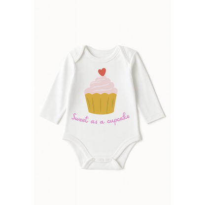 Sweet as a Cupcake & Puppy love, Pack of 3 Full Sleeves Onesie for Baby Girls (Newborn-12 months)