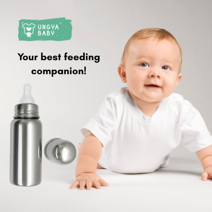 Anti-colic steel feeding baby bottles | Premium stainless steel